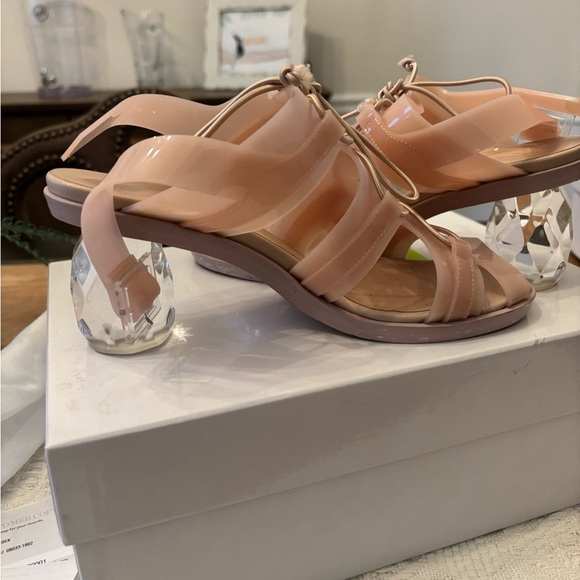 Simone Rocha Pink Sandals with Lace-Up Design and Clear Block Heel - Picture 6 of 9